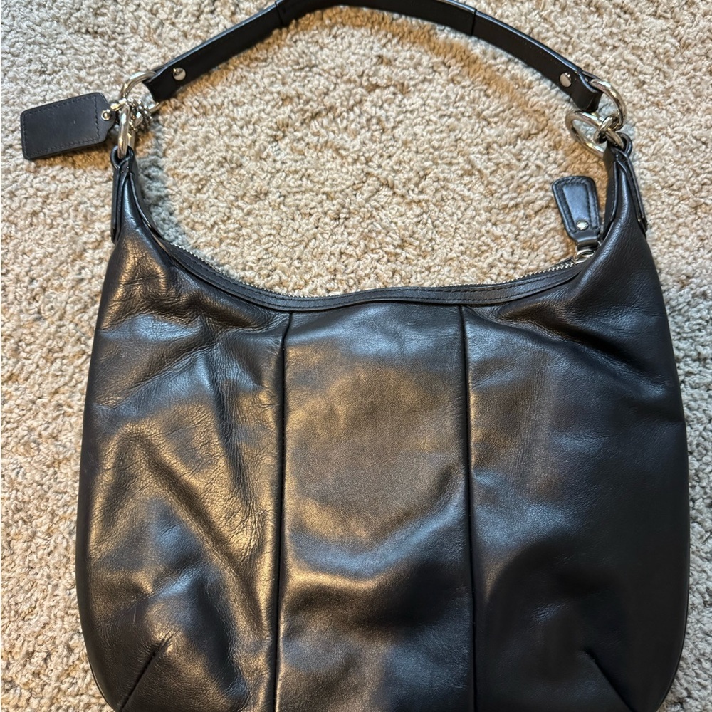 Coach Kristin Black Woven Leather Shoulder Bag | Very Good Condition - Picture 2 of 11